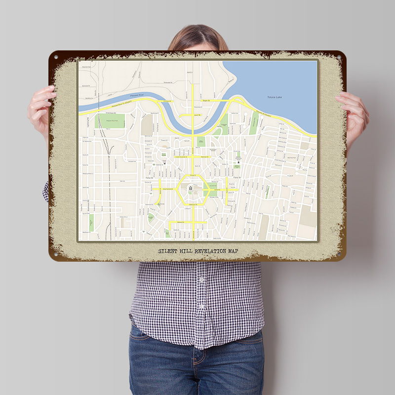 Custom Map Poster - Silent Hill Revelation Map Metalowy Plakat