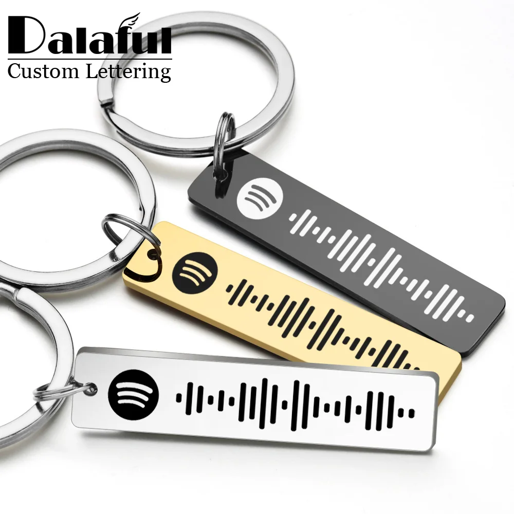 Initial Ring Custom - Spersonalizowany brelok z kodem Spotify Grawerowane