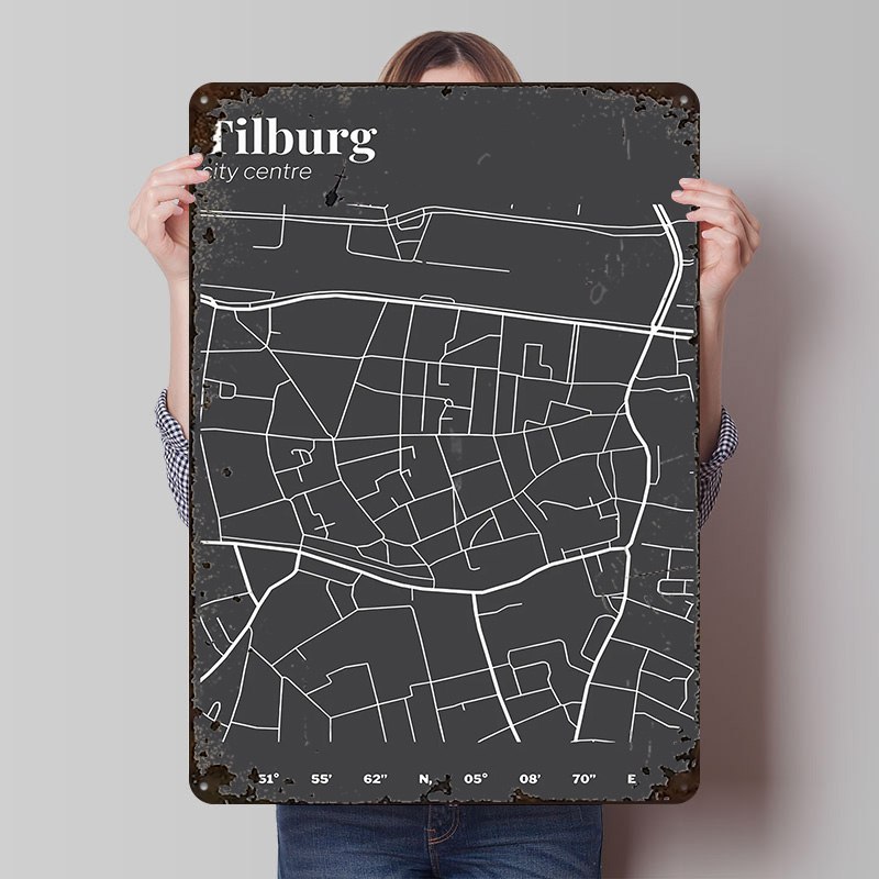 Custom Map Poster - Mapa centrum miasta Tilburg, plakat z