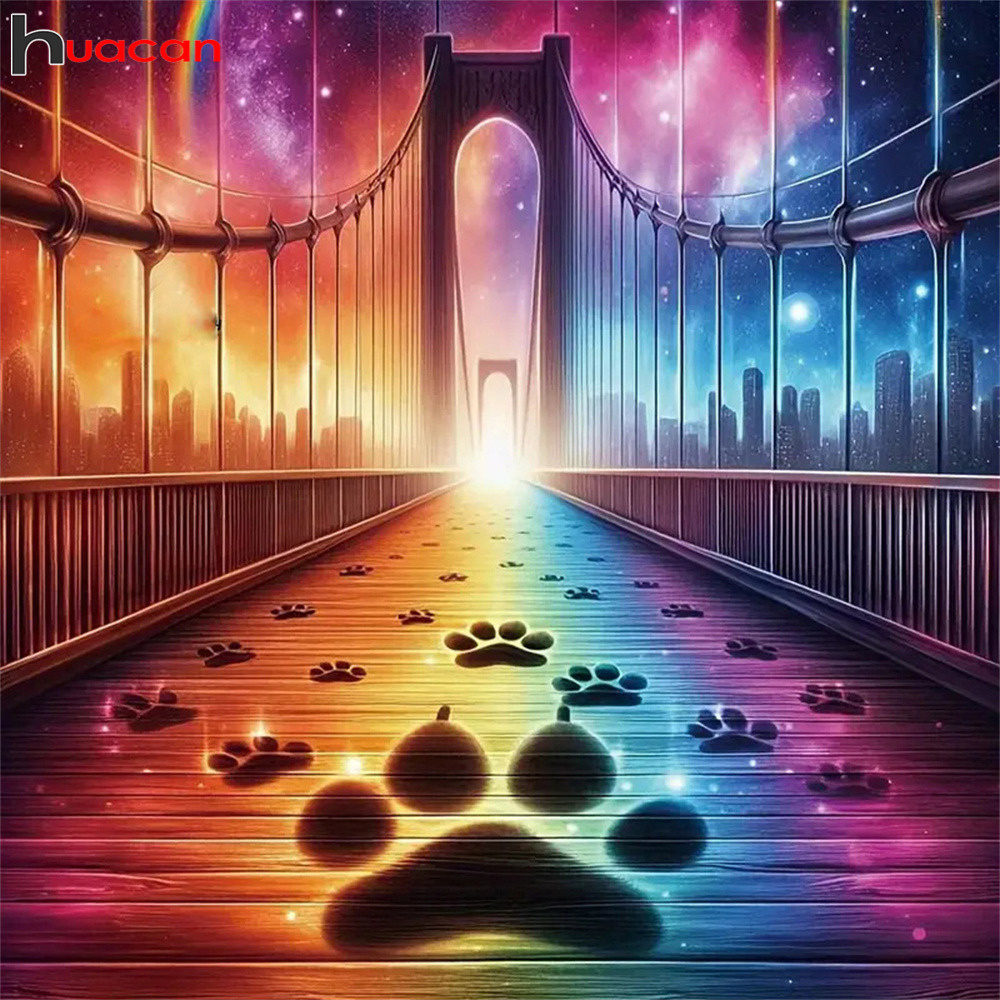 Photo Mosaic Print - Huacan Diamond Painting Bridge Fantasy Full