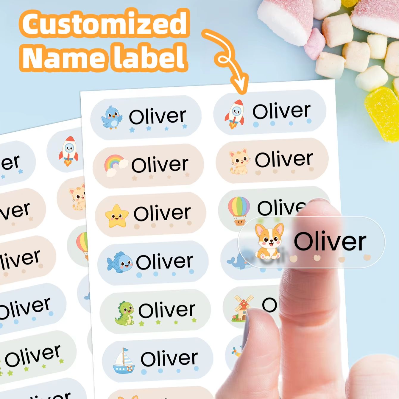 Personalised Candle Label - 1-400 szt. Personalizowane naklejki z imieniem