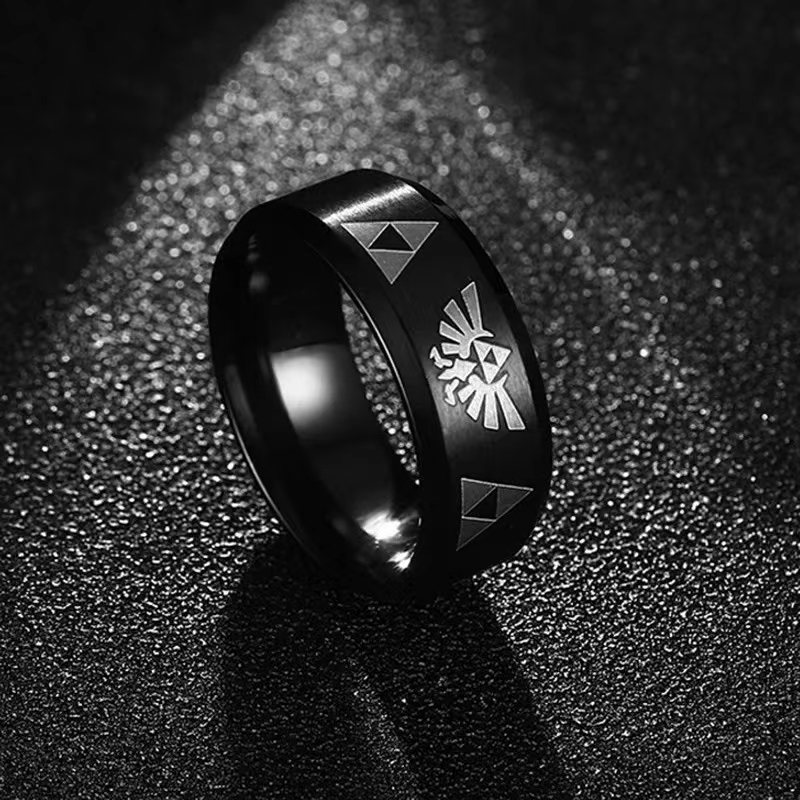 Initial Ring Custom - Pierścionek Trójkąt Triforce Anime Moda Stal