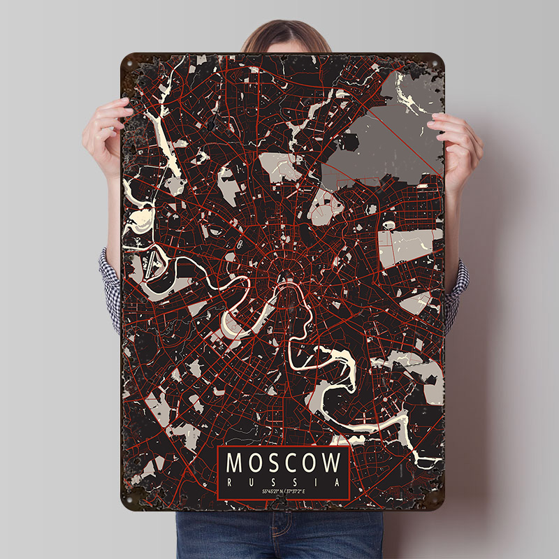 Mapa Moskwy w stylu vintage, m – Custom Map Poster recenzja i cena